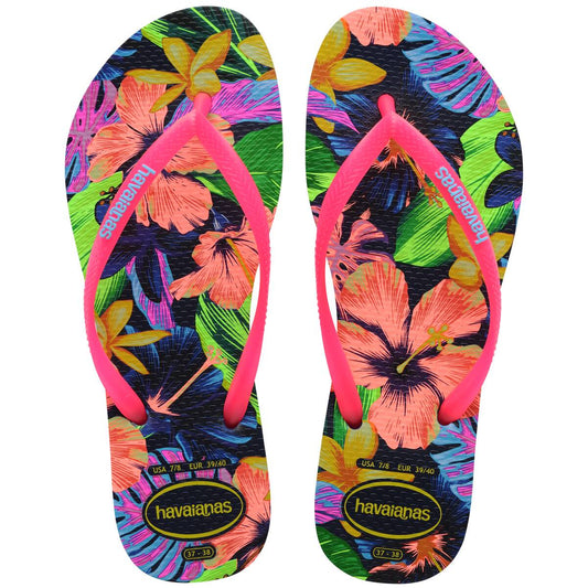 Sandalias Havainas Slim Floral Neon