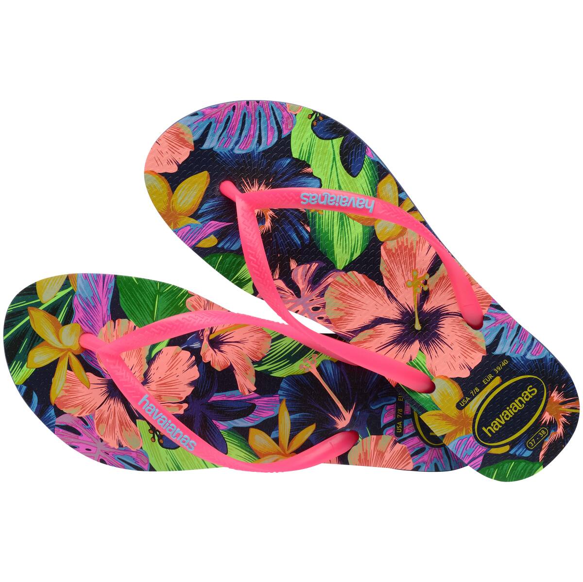 Sandalias Havainas Slim Floral Neon