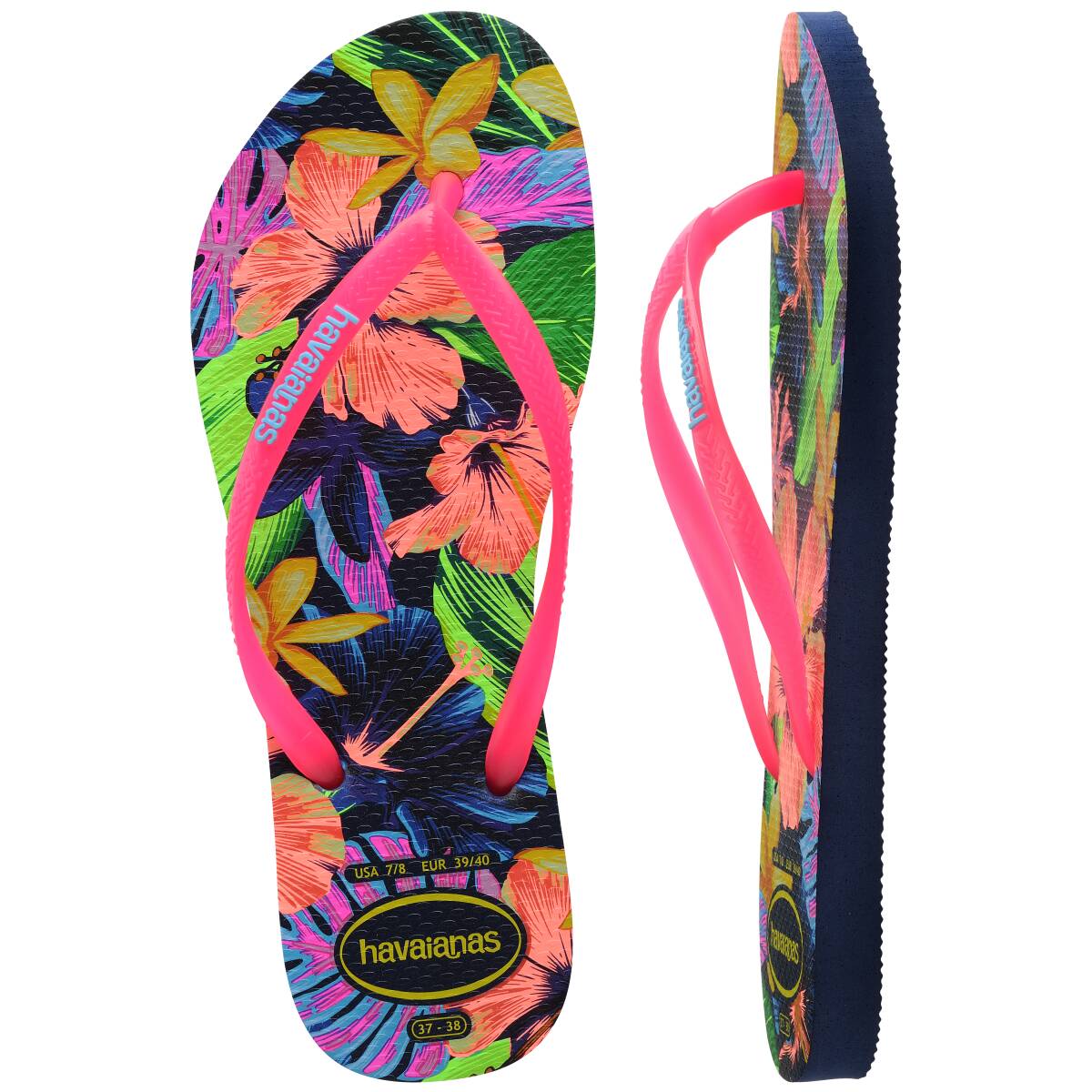 Sandalias Havainas Slim Floral Neon